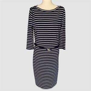 Ralph Lauren Jeans Co Shift Dress Womens Nautical Navy Stripe Coastal Preppy L